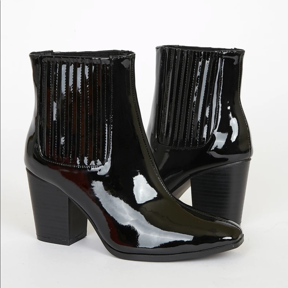 Valine Black Patent Mid-Calf Boots size 6